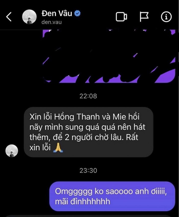 Đen Vâu gửi tin nhắn xin lỗi Hồng Thanh và DJ Mie