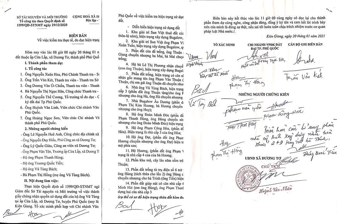 Biên bản kiểm tra thực tế các thửa đất