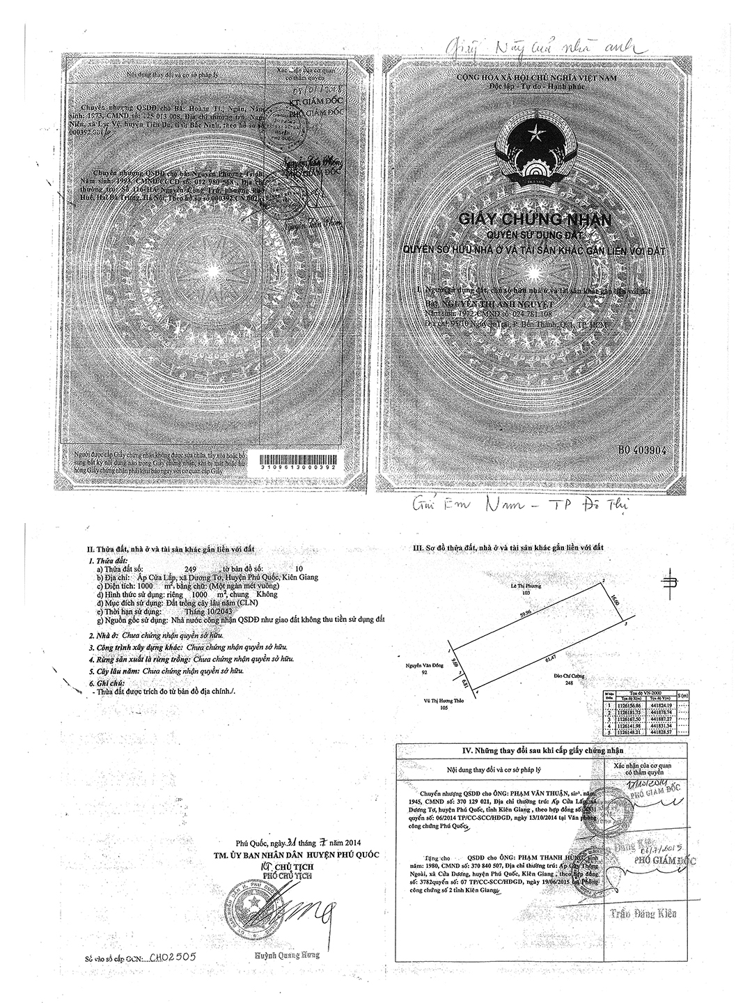 Giấy chứng nhận thửa đất số 249 thể hiện ở vị trí khác, xa với thửa đất anh Bách đang quản lí, sử dụng 