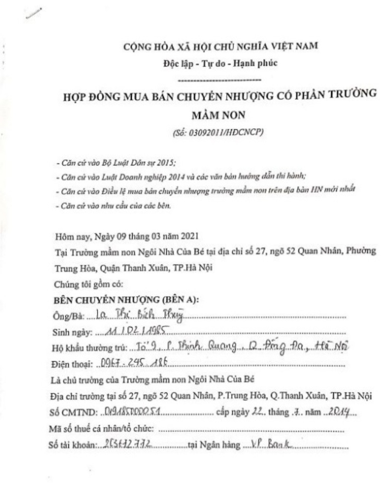 Hợp đồng chuyển nhượng cổ phần