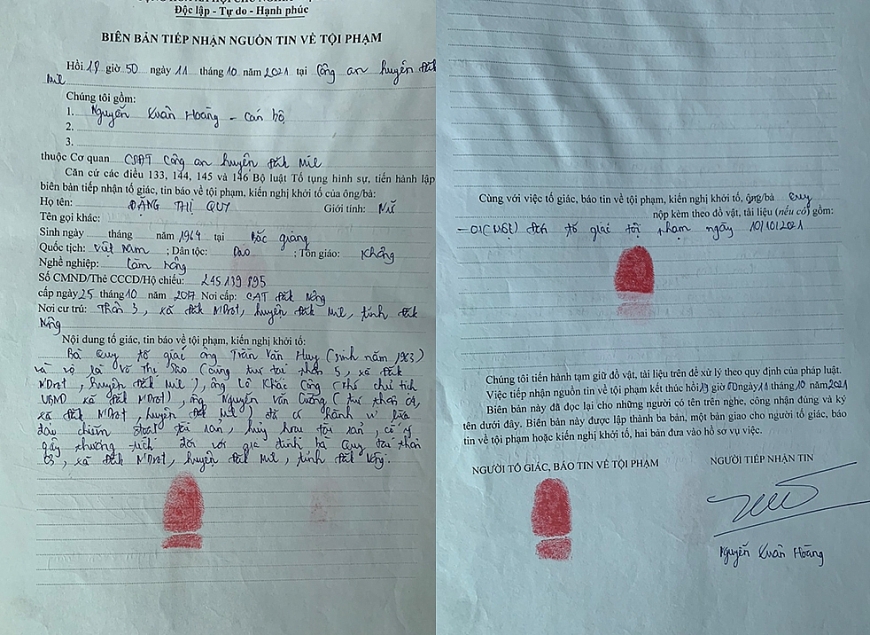 Bà Đặng Thị Quy không biết chữ phổ thông, chỉ biết điểm chỉ