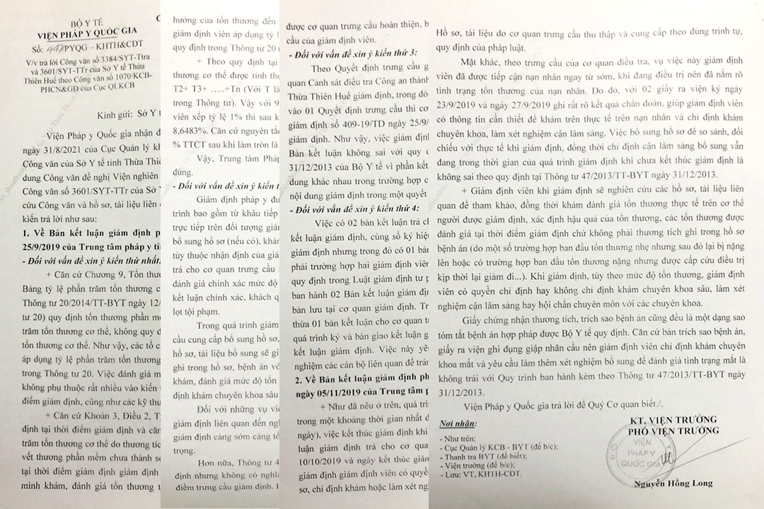 Văn bản tư vấn không khách quan, trái pháp luật của Viện Pháp y Quốc gia
