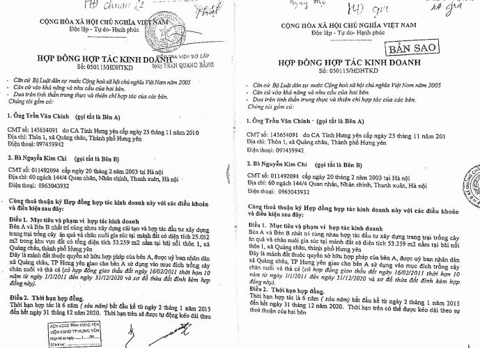 Hợp đồng thật (bên trái) và hợp đồng giả (bên phải)  