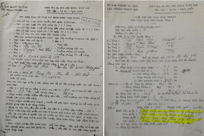 Hợp đồng giao đất và Biên bản giao đất hiện trường thể hiện rõ diện tích, ranh giới