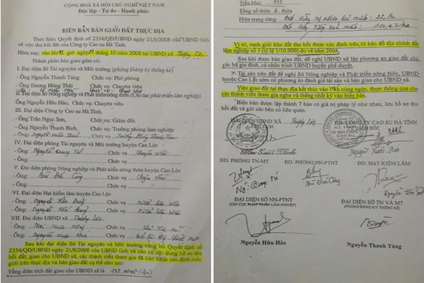 Giao đất thực địa được thực hiện trên giấy tại UBND xã Thượng Lộc trong vòng 30 phút
