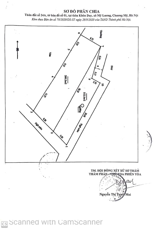 Sơ đồ phân chia thửa đất do Hội đồng xét xử lập