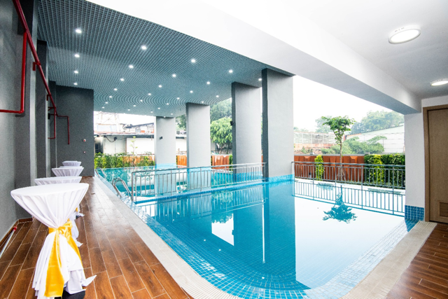 Tiện ích hồ bơi đã hoàn thiện tại Khu căn hộ Happy One – Phú Hòa