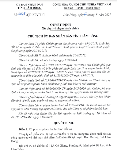 Quyết định xử phạt