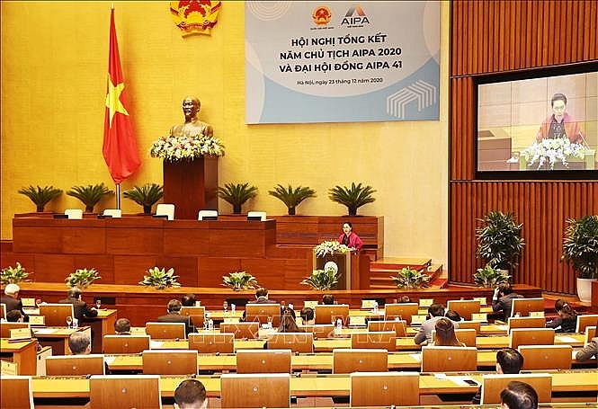 Toàn cảnh Hội nghị tổng kết Năm Chủ tịch AIPA 2020. Ảnh: Trọng Đức/TTXVN