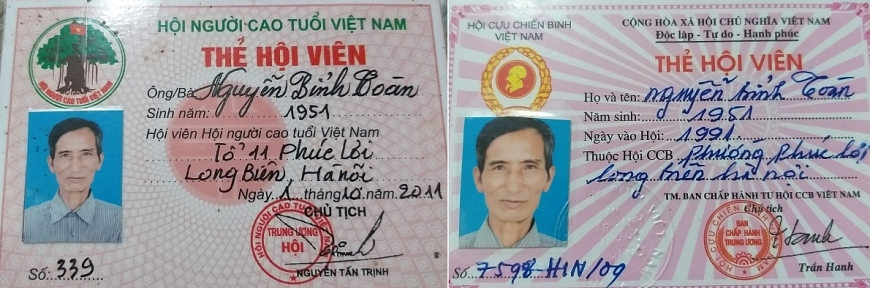 Ông Toàn là Hội viên Hội người cao tuổi Việt Nam, Hội viện Hội Cựu chiến binh Việt Nam