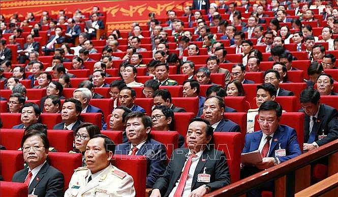  Đoàn đại biểu Đảng bộ tỉnh Hải Dương tại Đại hội. Ảnh: TTXVN