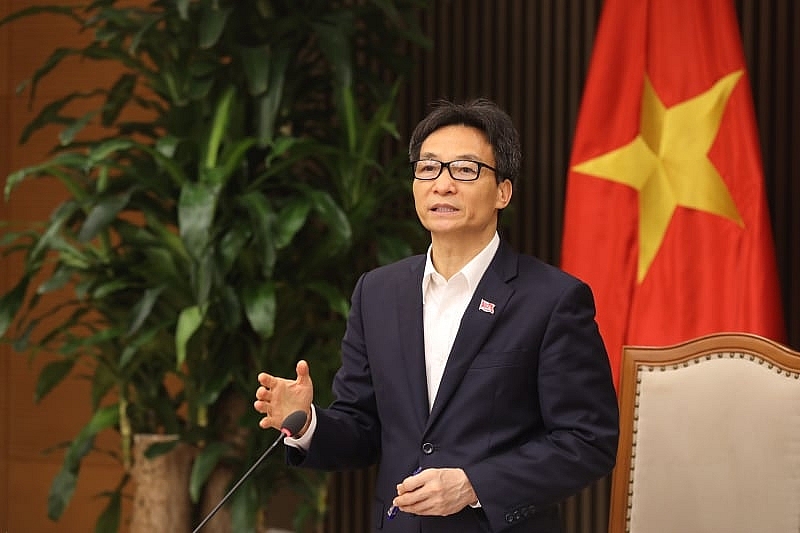 Phó Thủ tướng Chính phủ Vũ Đức Đam- Trưởng Ban Chỉ đạo Quốc gia phòng chống dịch COVID-19 phát biểu tại cuộc họp      Ảnh: Minh Quyết