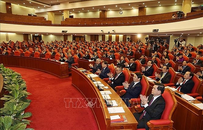 Các đồng chí lãnh đạo Đảng, Nhà nước và các đại biểu dự khai mạc Hội nghị. Ảnh: Trí Dũng/TTXVN