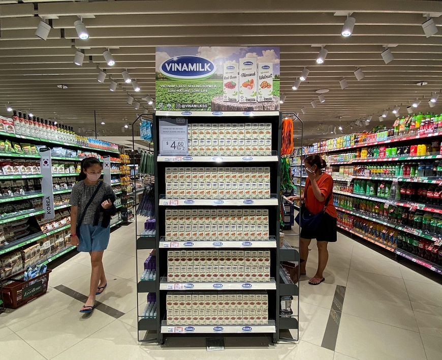 Các sản phẩm sữa hạt của Vinamilk đã lên kệ các siêu thị tại Singapore từ năm 2020 