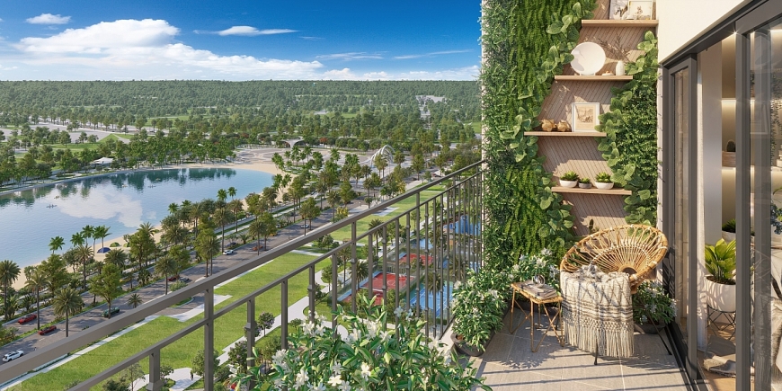 Ban công xanh view công viên, hồ điều hòa