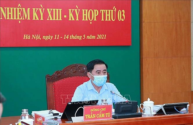 Đồng chí Trần Cẩm Tú, Ủy viên Bộ Chính trị, Bí thư Trung ương Đảng, Chủ nhiệm Ủy ban Kiểm tra Trung ương chủ trì Kỳ họp. Ảnh: Phương Hoa/TTXVN