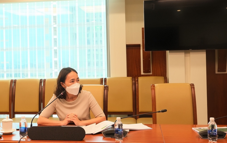 Bà Nguyễn Thị Kim Oanh - PTGĐ Vietcombank – Trưởng BTK dự án phát biểu tại lễ khởi động