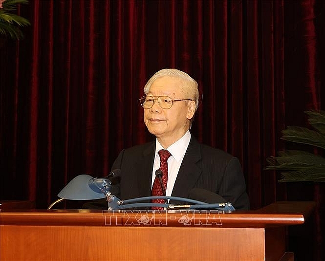 Tổng Bí thư Nguyễn Phú Trọng phát biểu bế mạc Hội nghị. Tổng Bí thư Nguyễn Phú Trọng phát biểu bế mạc Hội nghị.