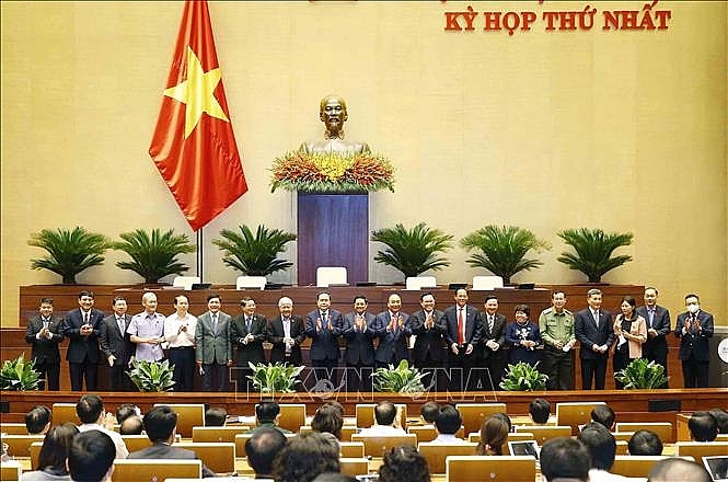 Lễ ra mắt Tổng Thư ký Quốc hội, Chủ tịch Hội đồng Dân tộc, Chủ nhiệm Ủy ban của Quốc hội, Tổng Kiểm toán nhà nước. Ảnh: Doãn Tấn/TTXVN