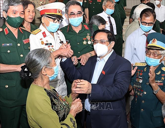 Thủ tướng Phạm Minh Chính gặp mặt, tri ân đại biểu Người có công với cách mạng. Ảnh: Dương Giang/TTXVN Thủ tướng Phạm Minh Chính gặp mặt, tri ân đại biểu Người có công với cách mạng. Ảnh: Dương Giang/TTXVN