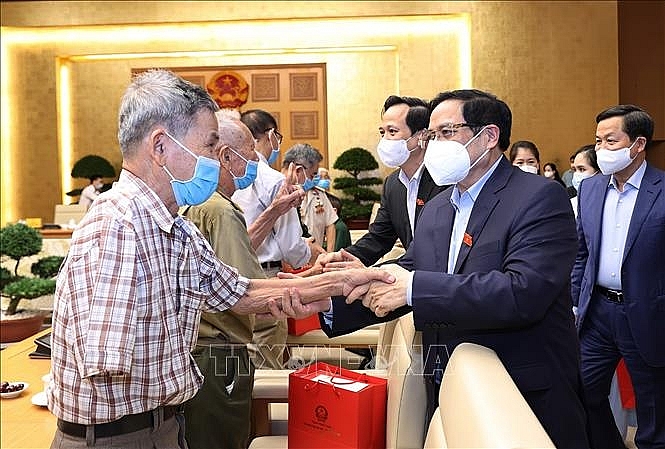 Thủ tướng Phạm Minh Chính gặp mặt, tri ân đại biểu Người có công với cách mạng. Ảnh: Dương Giang/TTXVN Thủ tướng Phạm Minh Chính gặp mặt, tri ân đại biểu Người có công với cách mạng. Ảnh: Dương Giang/TTXVN