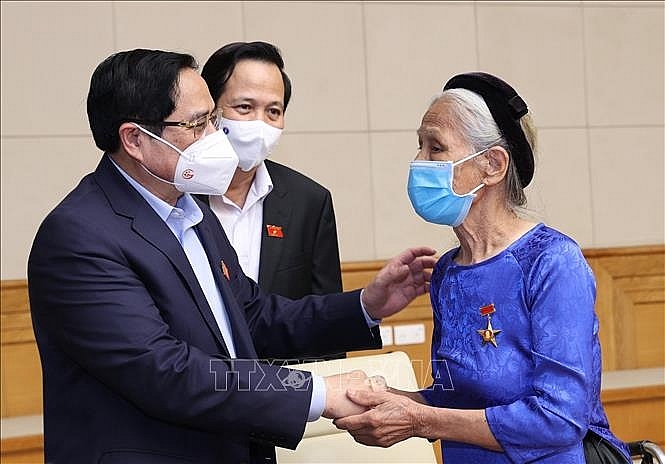 Thủ tướng Phạm Minh Chính gặp mặt, tri ân đại biểu Người có công với cách mạng. Ảnh: Dương Giang/TTXVN Thủ tướng Phạm Minh Chính gặp mặt, tri ân đại biểu Người có công với cách mạng. Ảnh: Dương Giang/TTXVN