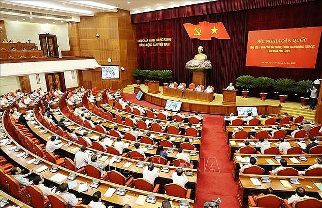 Tổng Bí thư Nguyễn Phú Trọng phát biểu kết luận hội nghị. Ảnh: Trí Dũng/TTXVN