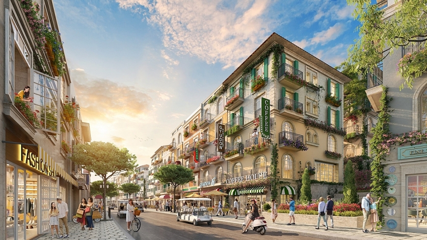 Phong cách kiến trúc Taormina tại The Center gợi nhớ tới những căn nhà ở vùng biển Địa Trung Hải đầy nắng gió, giật cấp từ triền đồi về phía đại dương xanh.