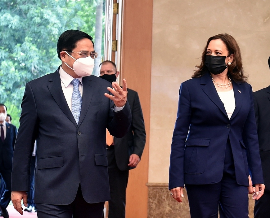 Thủ tướng Chính phủ Phạm Minh Chính và Phó Tổng thống Hoa Kỳ Kamala Harris - Ảnh: VGP/Nhật Bắc Thủ tướng Chính phủ Phạm Minh Chính và Phó Tổng thống Hoa Kỳ Kamala Harris - Ảnh: VGP/Nhật Bắc