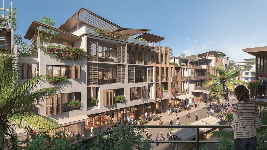 Từng shophouse tại Paradise Walk sẽ có những điểm nhấn khác biệt về kiến trúc. Ảnh phối cảnh minh họa