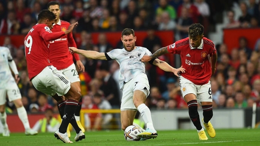 Cặp trung vệ quá hay của Man United trước Liverpool. Ảnh: AFP