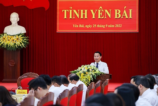 Bí thư Tỉnh ủy Yên Bái Đỗ Đức Duy phát biểu tại cuộc làm việc - Ảnh: VGP/Nhật Bắc