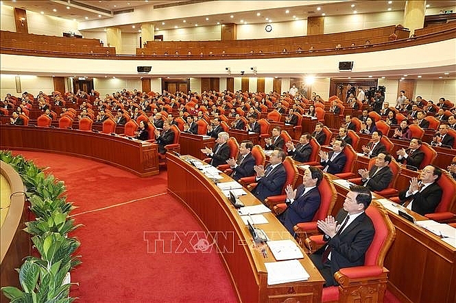 Các đồng chí lãnh đạo Đảng, Nhà nước cùng các đại biểu dự khai mạc hội nghị. Ảnh: Trí Dũng/TTXVN