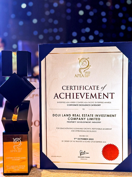 DOJI LAND được vinh danh giải thưởng “Corporate Excellence Award” – Doanh nghiệp xuất sắc Châu Á