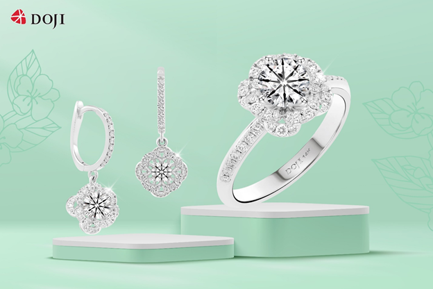 Chất liệu kim cương siêu lý tưởng 8 Hearts & 8 Arrows (8 mũi tên và 8 trái tim) được DOJI sử dụng trong bộ sưu tập Jasmine