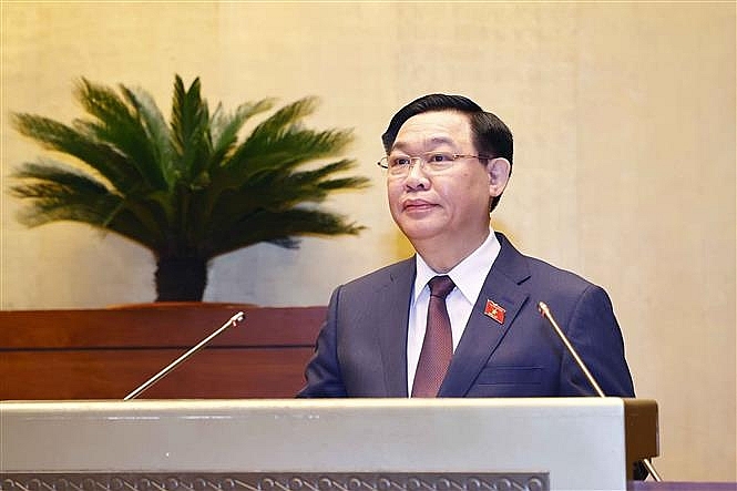 Chủ tịch Quốc hội Vương Đình Huệ phát biểu khai mạc Kỳ họp thứ 4, Quốc hội Khóa XV. Ảnh: Doãn Tấn/TTXVN