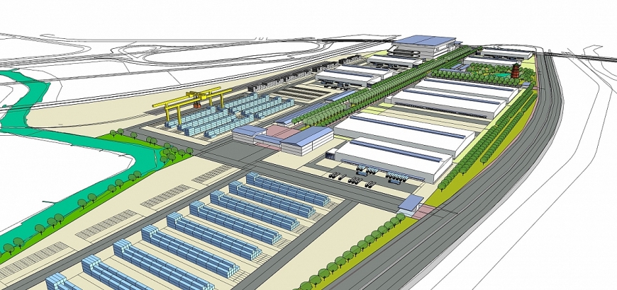 Phối cảnh tổng thể dự án “Trung tâm Logistics ICD Vĩnh Phúc” do Liên danh Tập đoàn T&T Group (Việt Nam) – Tập đoàn YCH – YCH Holdings (Singapore) làm chủ đầu tư