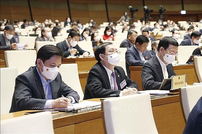 Thành viên Chính phủ và đại biểu Quốc hội dự phiên chất vấn. Ảnh: Doãn Tấn/TTXVN