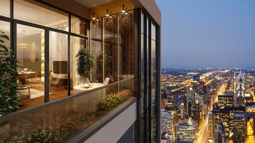 Logia của căn hộ tại Diamond Residence rộng như một khu vườn trên cao