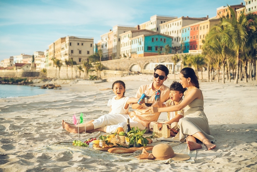 Một góc Sunset Town - thị trấn hoàng hôn được Sun Property kiến tạo tại Nam đảo Ngọc. Ảnh Sun Property