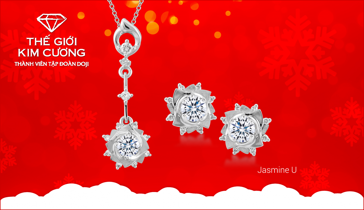 Từ ngày 14 – 25/12/2020, Thế Giới Kim Cương ưu đãi 15% trang sức kim cương và trang sức ổ. Riêng ngày 25/12, khách hàng đồng thời được hưởng thêm ưu đãi 5%.