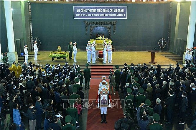 Lễ truy điệu đồng chí Vũ Oanh tại Nhà tang lễ Quốc gia. Ảnh: Minh Đức/TTXVN