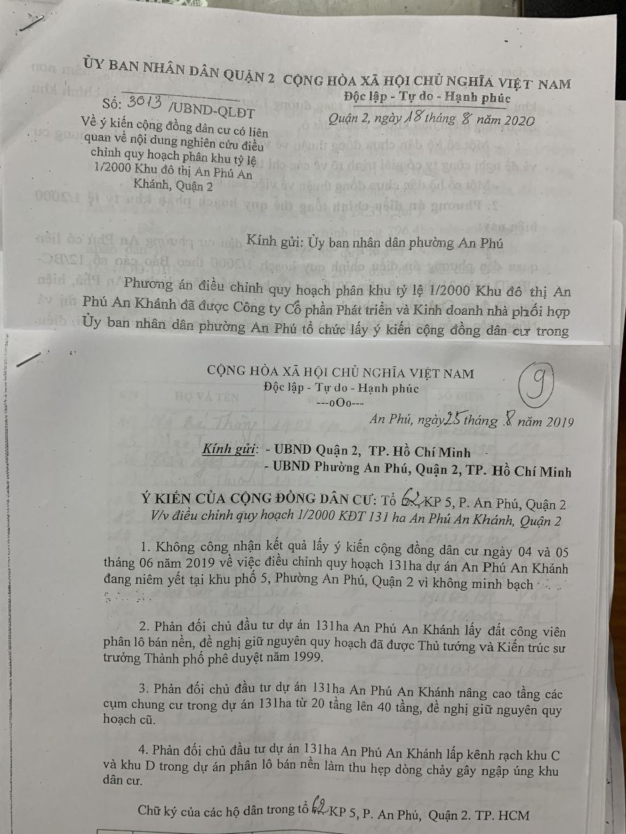 Người dân phản đối điều chỉnh quy hoạch Khu đô thị An Phú - An Khánh