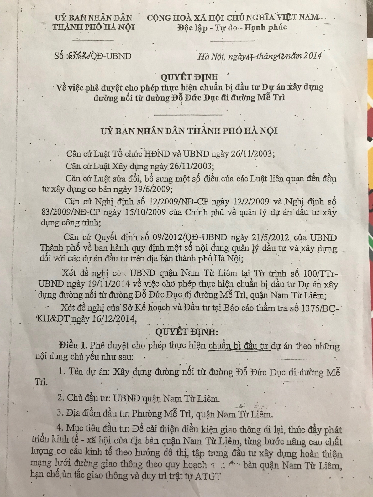 Nhiều “khuất tất” tại dự án xây dựng đường nối Đỗ Đức Dục – Mễ Trì