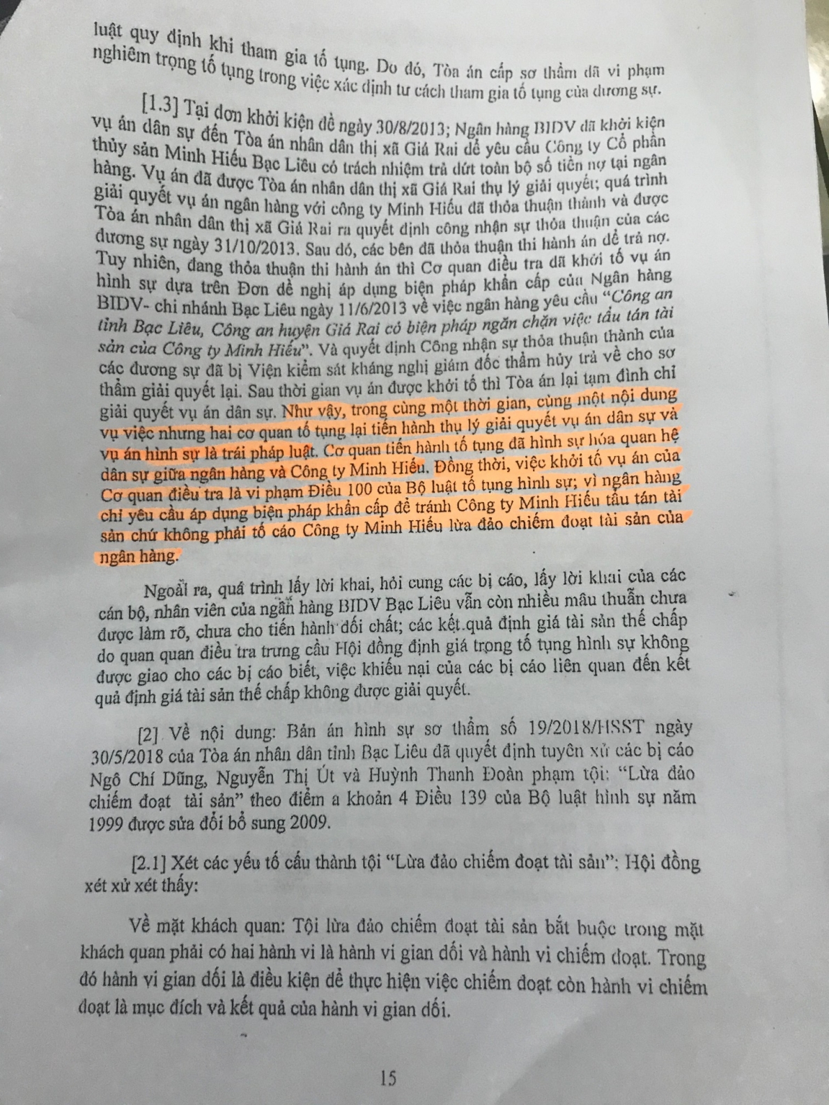 Liên quan đến vụ án Công ty Minh Hiếu (Bạc Liêu): Có tiếp tục hình sự hóa mối quan hệ dân sự?