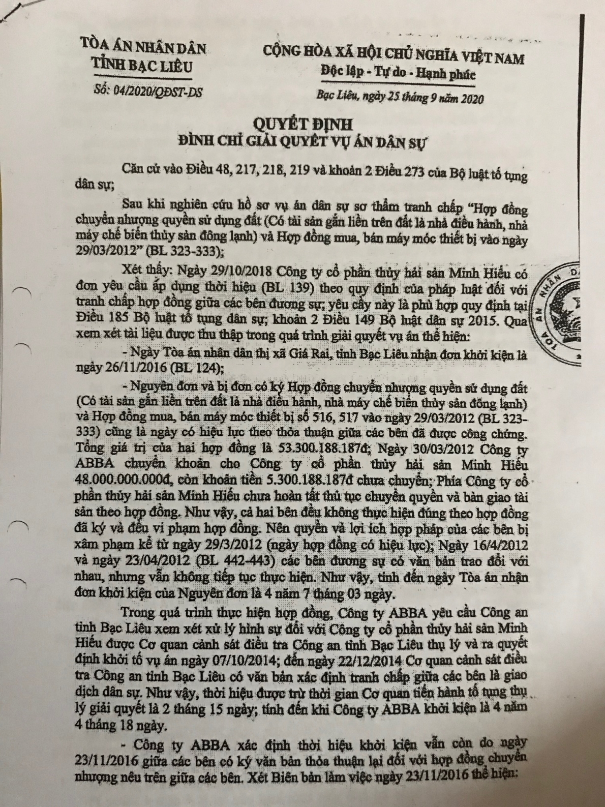 Liên quan đến vụ án Công ty Minh Hiếu (Bạc Liêu): Có tiếp tục hình sự hóa mối quan hệ dân sự?