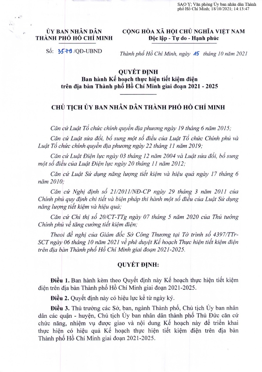 TP. Hồ Chí Minh thực hiện tiết kiệm điện giai đoạn 2021-2025:  Mục tiêu và nhiệm vụ hành động