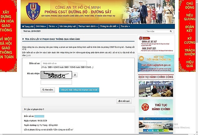 Tra cứu lỗi vi phạm giao thông qua hình ảnh.