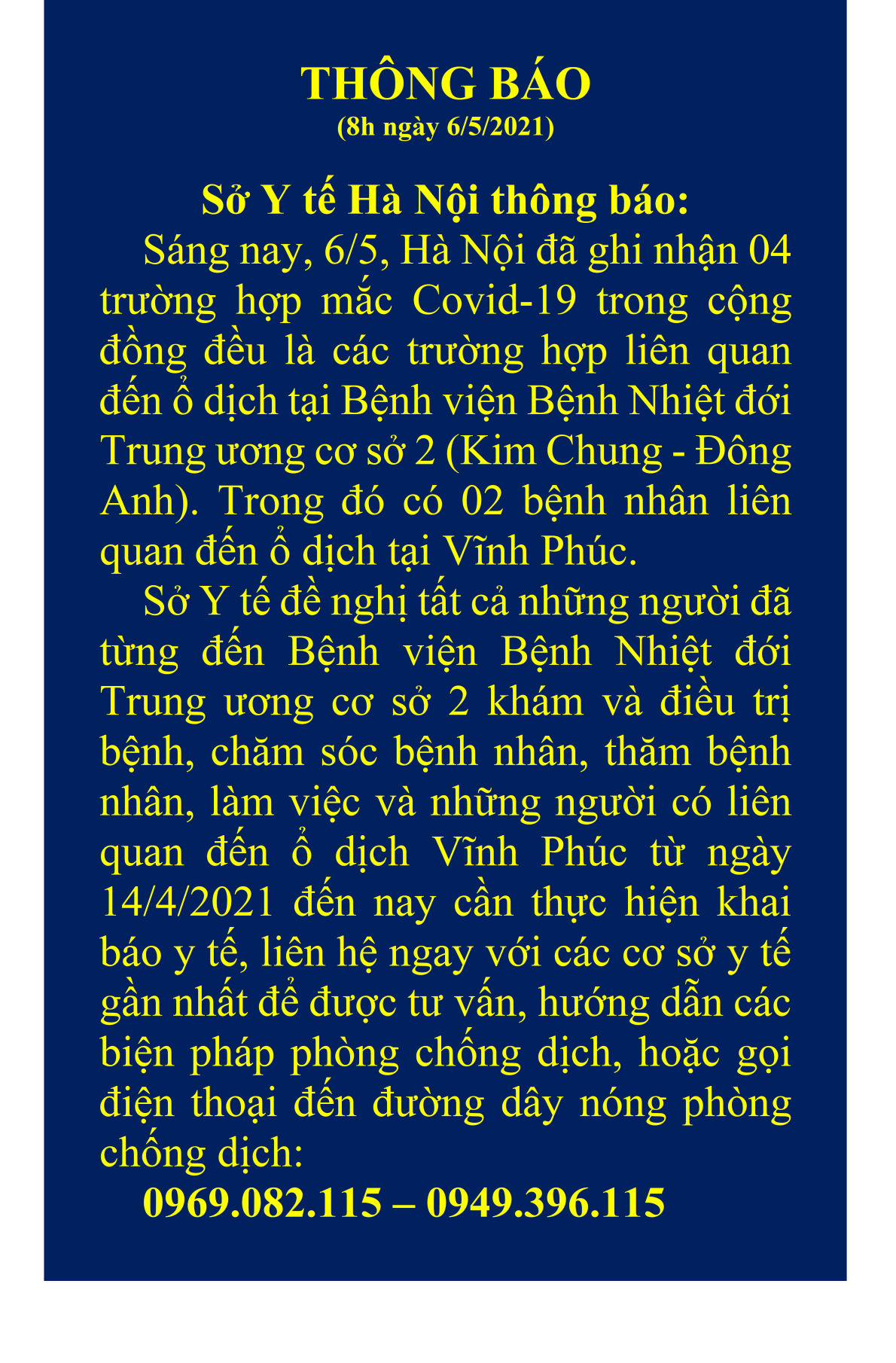 Hà Nội tìm người đã đến Bệnh viện Bệnh nhiệt đới Trung ương cơ sở Kim Chung