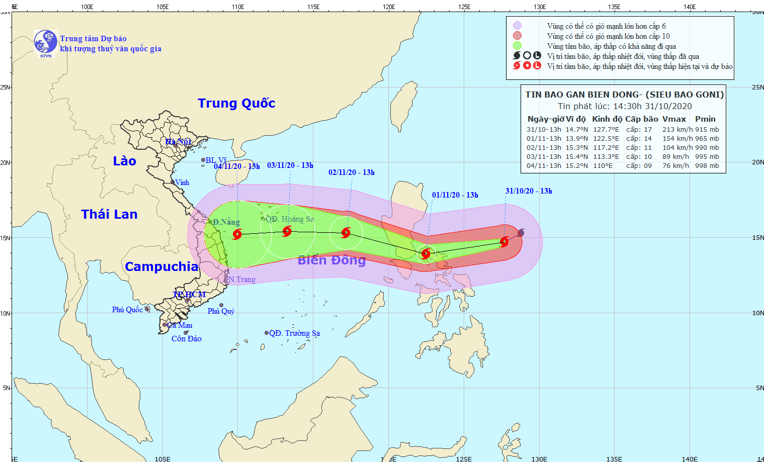 Siêu bão Goni giật trên cấp 17 sắp vào Biển Đông